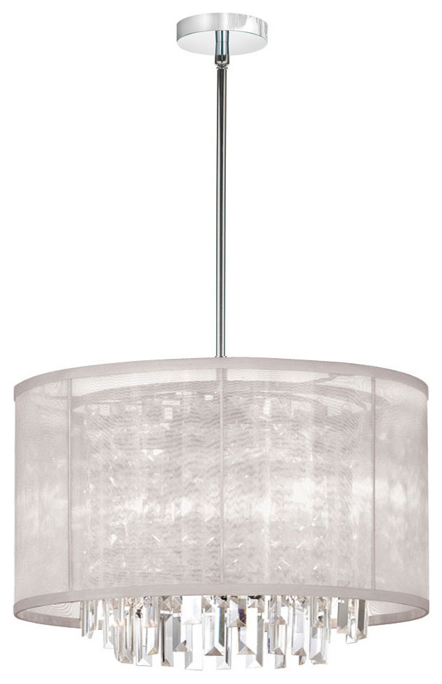 4Light Crystal Chandelier, Oyster Organza Shade Contemporary Chandeliers by Eager House