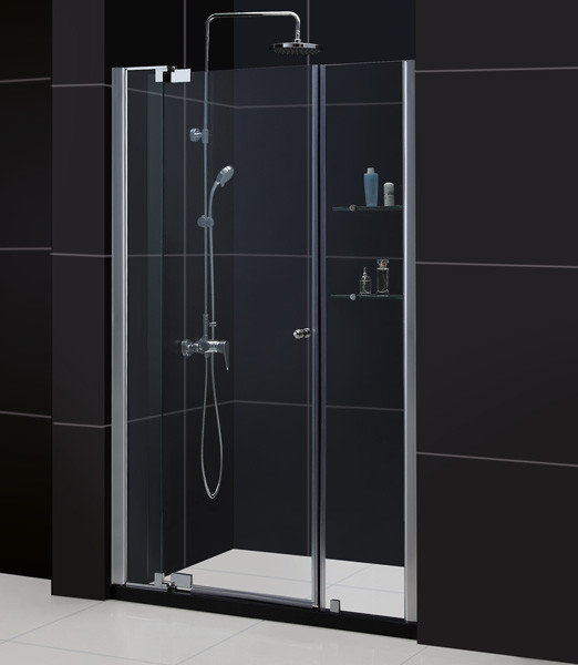 DreamLine Allure 5253" Pivot Shower Door, Clear Glass Door, Chrome