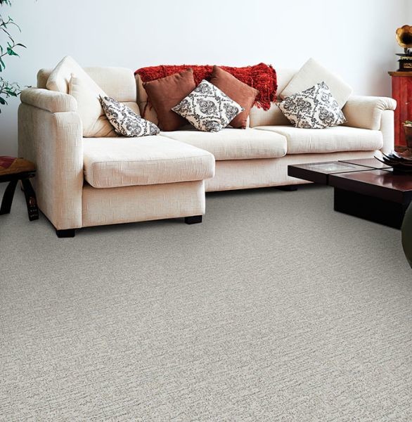 Inspiration for a small timeless open concept carpeted and gray floor living room remodel in Columbus with white walls