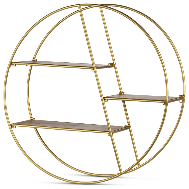 28" Foldable Round Wall Shelf Contemporary Display And Wall Shelves