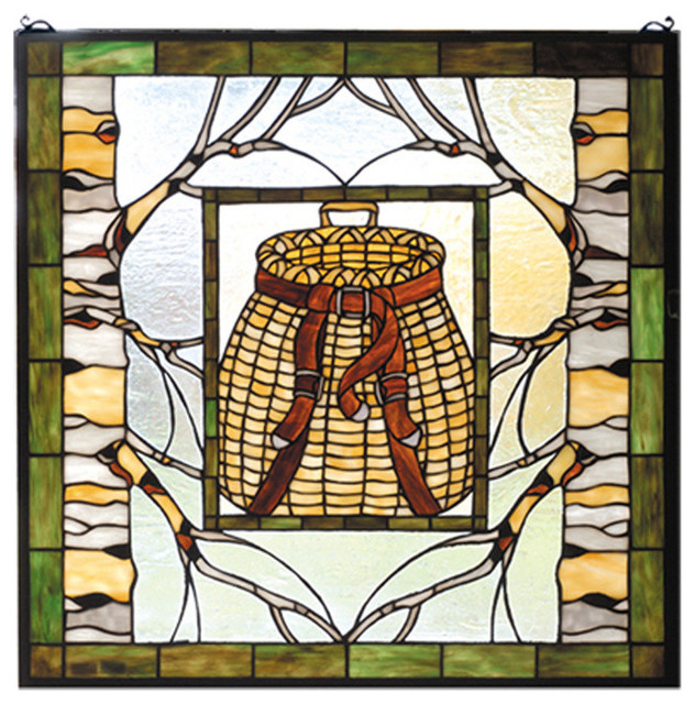 24.5"x24.5" Pack Basket Stained Glass Window