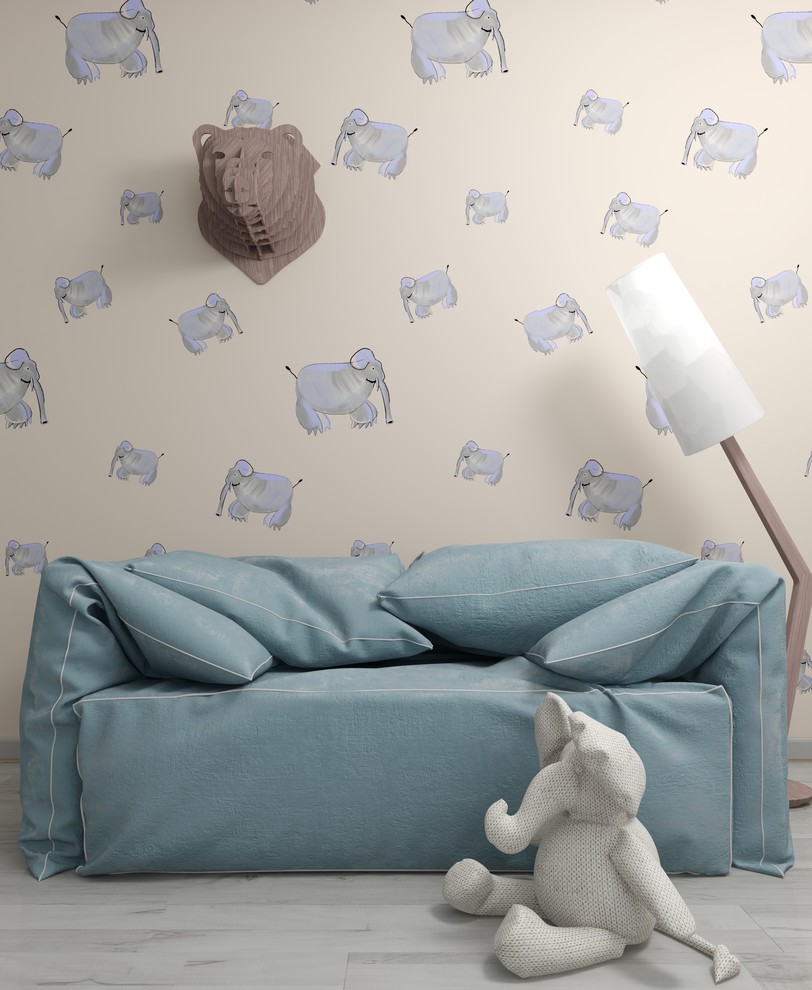 Детские обои по рисунку слона.