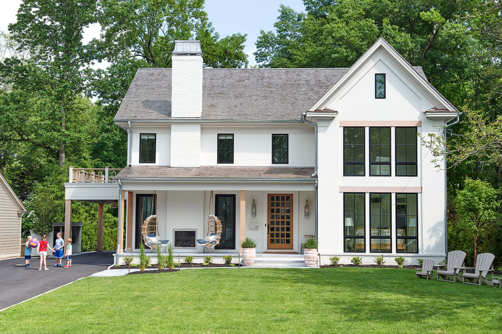 Example of a transitional exterior home design in New York