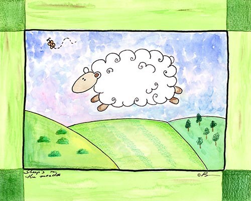 Sheep In The Meadow, Ready To Hang Canvas Kid's Wall Decor, 11 X 14