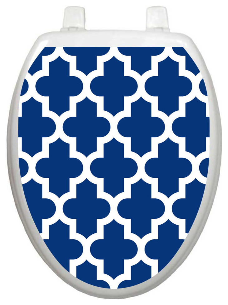 Qutatrefoil Navy,Toilet Tattoos / Toilet Lid Decal / Toilet Seat Cover