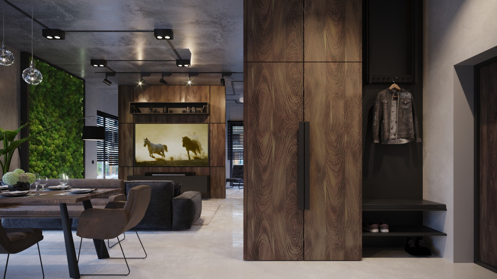 Интерьер квартиры в индустриальном стиле для холостяка