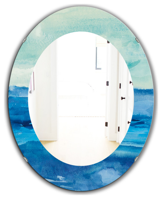 Designart Out To Sea Traditional Frameless Oval Or Round Wall Mirror, 24x36