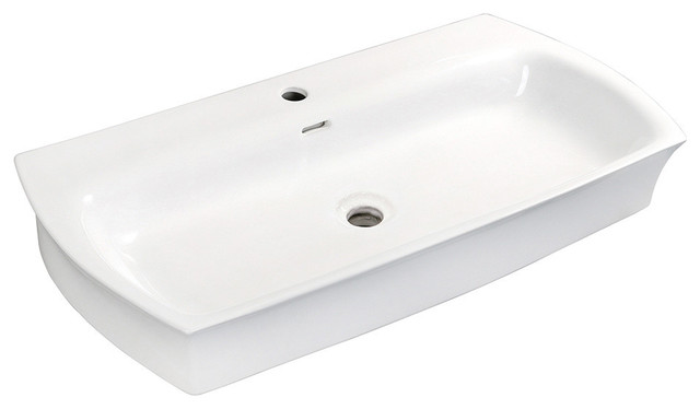 Kingston Brass Fauceture Elongated 35 X18 Rectangular White Vessel Sink