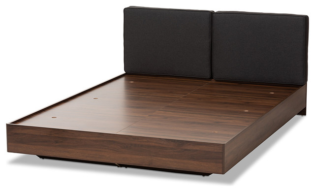 Iselin Brown Dark Gray Queen Sized Storage Platform Bed Transitional Platform Beds By Virventures