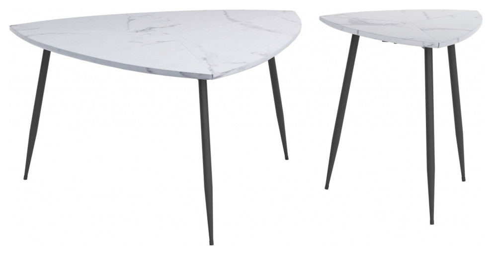 Set of Two White Accent Tables Midcentury Side Tables And End