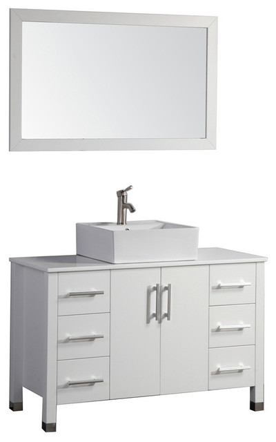 Aruba Single Sink Bathroom Vanity Set, White, 48"
