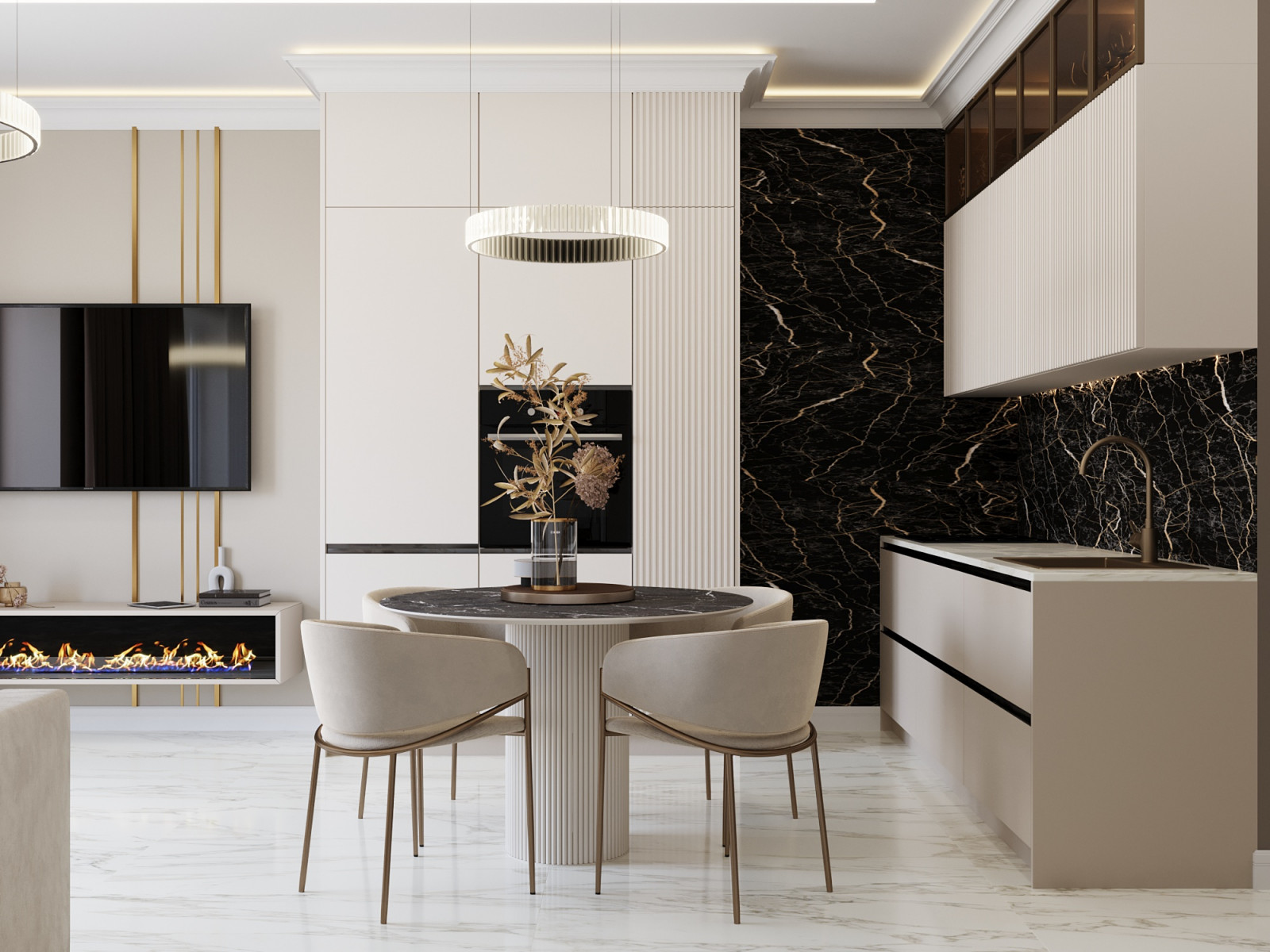 ЖК Хрустальный,гостиная-кухня