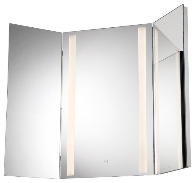 Tri Fold Led Small Mirror Wall Mirrors By Buildcom - Tri Fold Wall Mirror Tri Fold Led Small Mirror Wall Mirrors By Buildcom - Tri Fold Wall Mirror