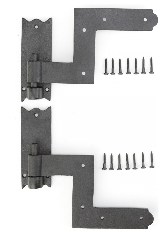 Black Wrought Iron Pair Shutter Lift Off Pintle Hinges 6" H x 6 1/2" W