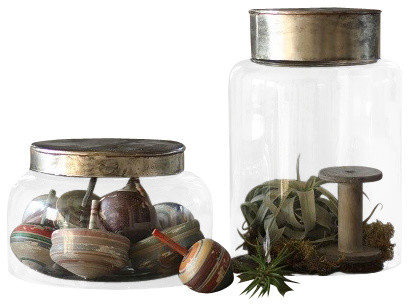 Glass Terrarium with Wood Top- Large- 19"h