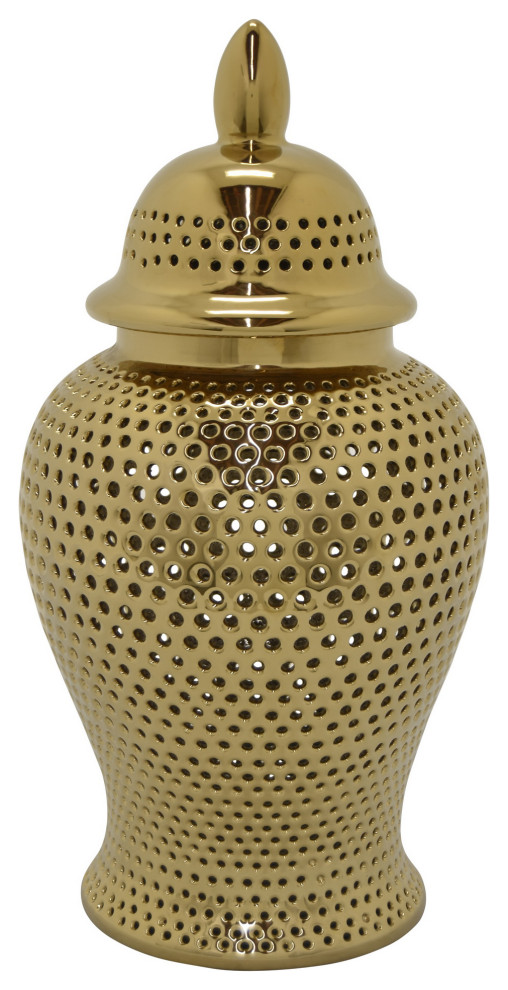 Plutus Brands Ceramic Jar, Gold Porcelain