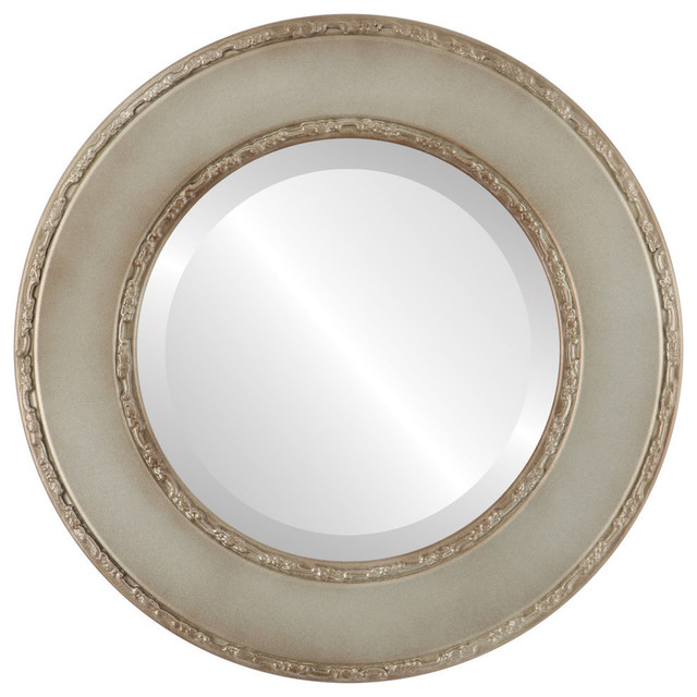 Paris Framed Round Mirror In Silver Shade 19 X19
