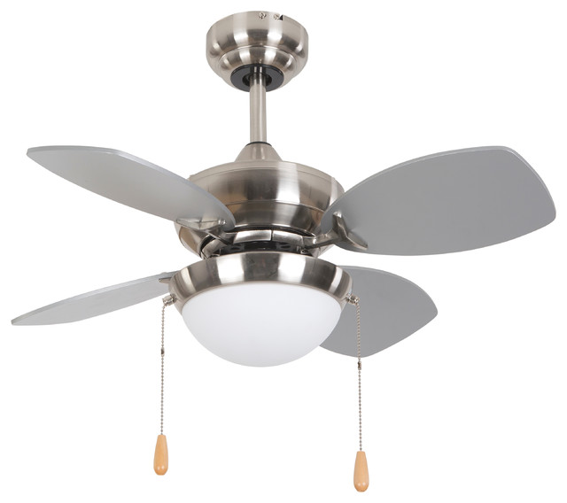 28 Inch Ceiling Fan in Bright Brushed Nickel Finish with 72 inch Lead Wire