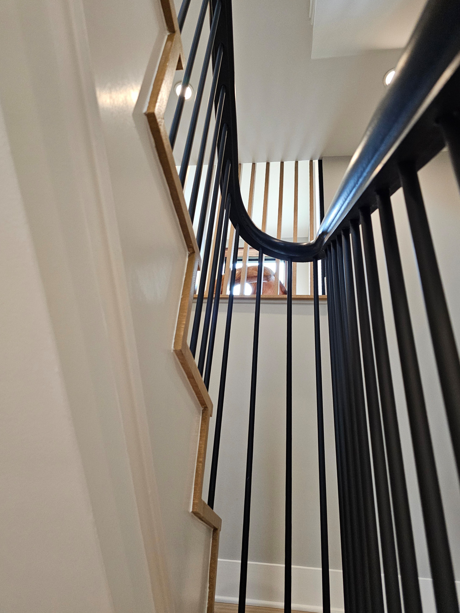 115_Stunning Continuous Rail System on 3 Story Floating Stairs; Arlington, VA 22