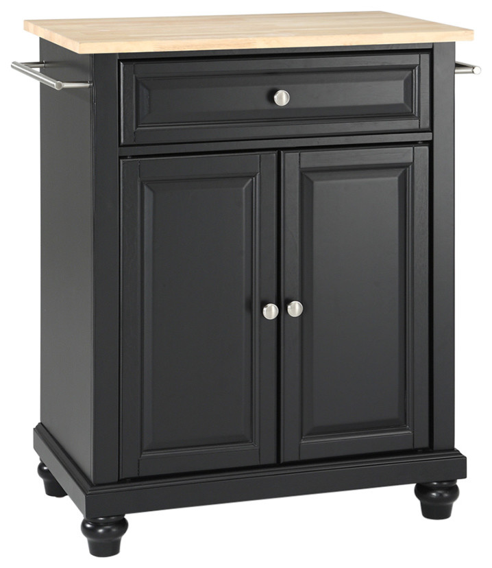Cambridge Natural Wood Top Portable Kitchen Island Traditional Kitchen Islands And Kitchen