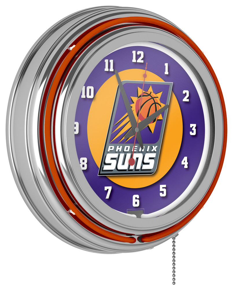 Phoenix Suns NBA Chrome Double Ring Neon Clock