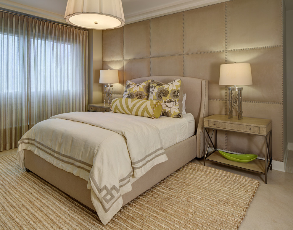 This is an example of a transitional bedroom in Miami.