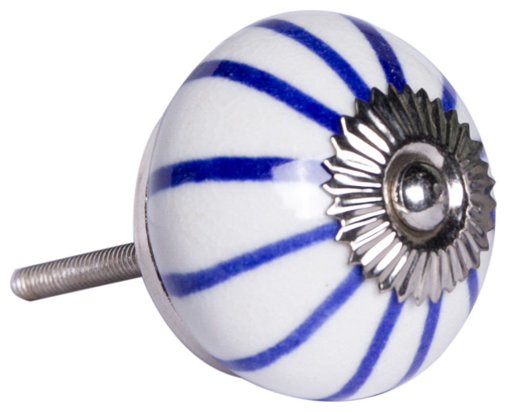 KnobIt Vintage Handpainted Ceramic Knobs, Set of 12, Black/White/Copper Traditional