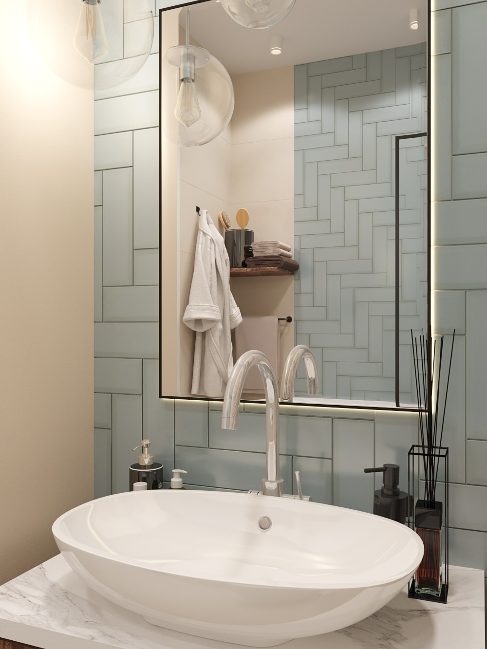 Ванная в зеленых тонах