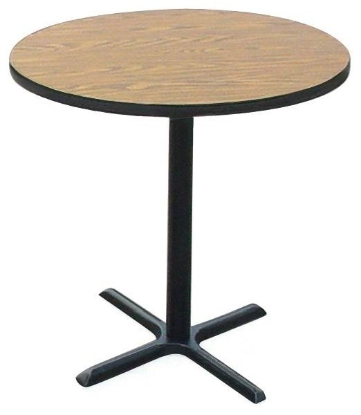 Round Bar Table in Medium Oak (42 in. Top/33 in. Base/Gray Granite)