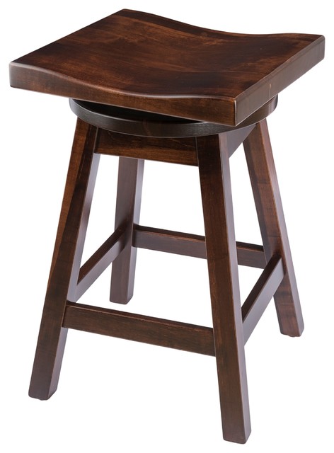 Rustic Swivel Saddle Stool, Maple Wood - Transitional ...