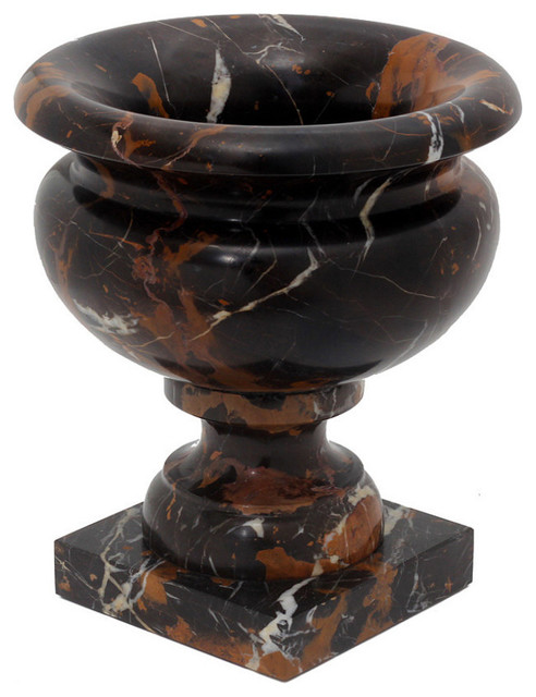 Phoebe Marble Planter, Black and Gold