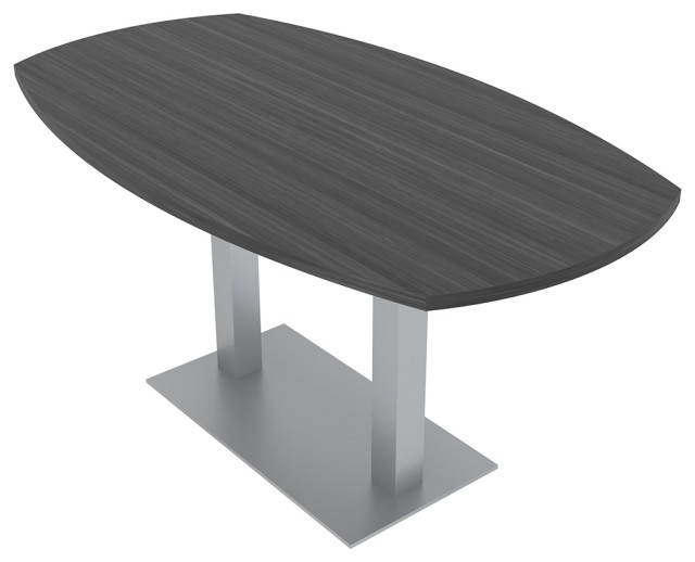 6 Person Arc Boat Conference Table Matte Black Base, 7X4