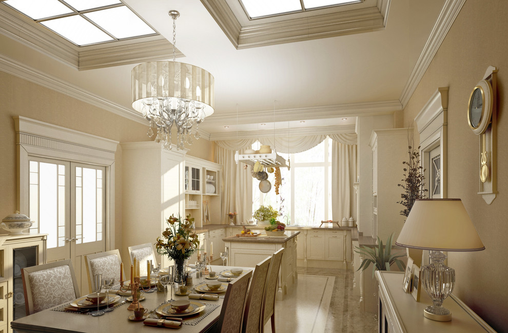 Интерьер кухни загородного коттеджа