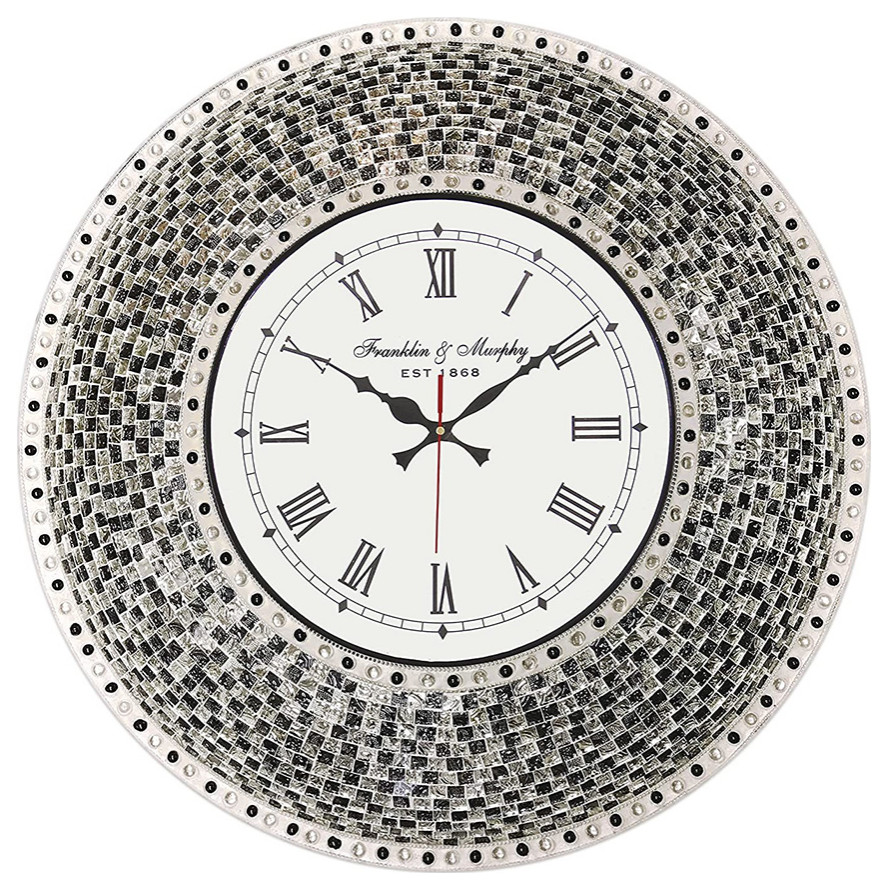 Decorative Mosaic Wall Clock, 22.5" Contemporary Wall Clocks by