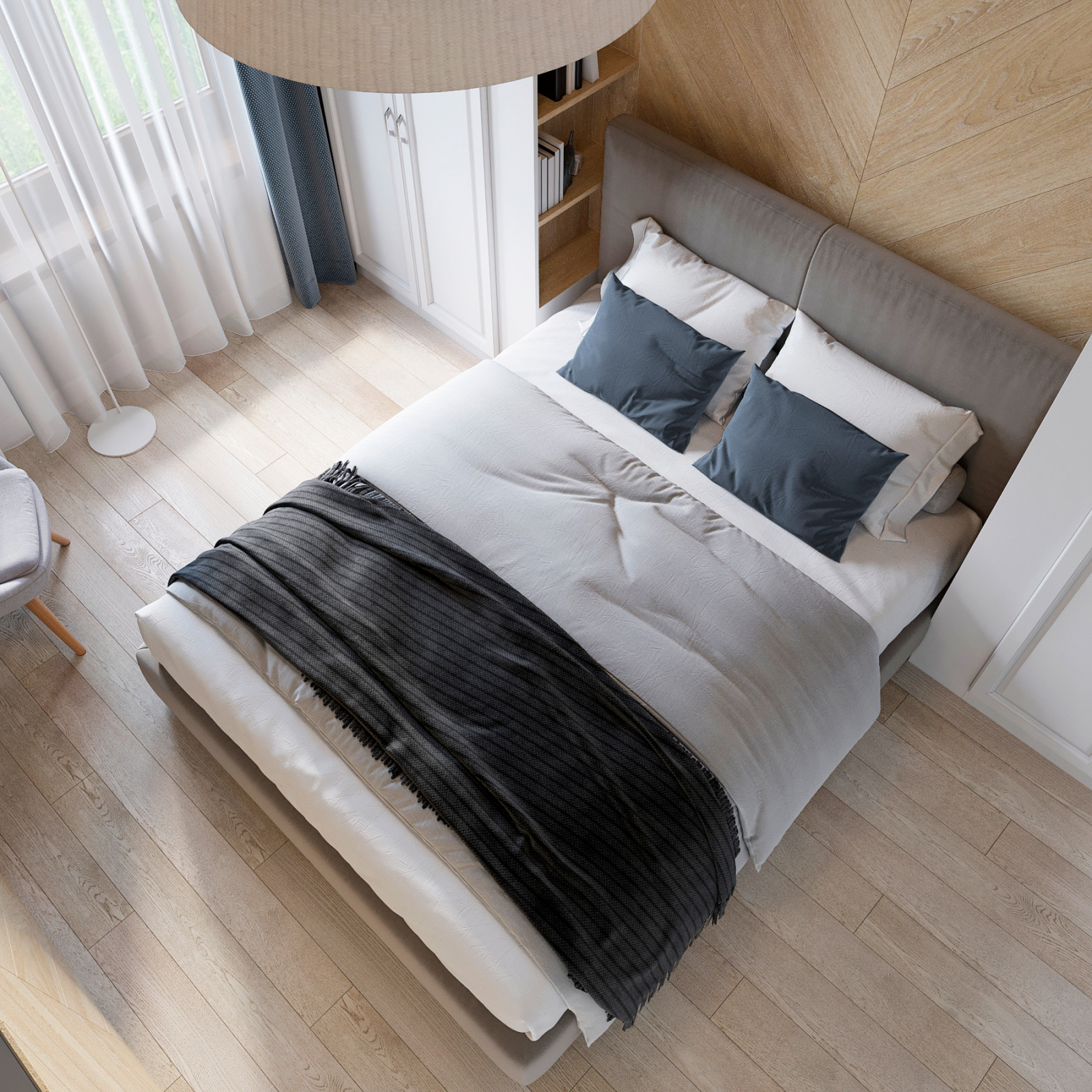 Спальня хозяйская на первом этаже. Вид сверху