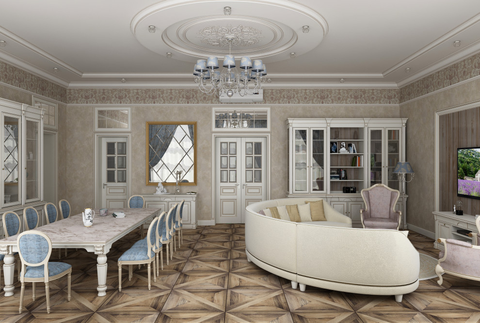 ГОСТИНАЯ-СТОЛОВАЯ В ЗАГОРОДНОМ ДОМЕ