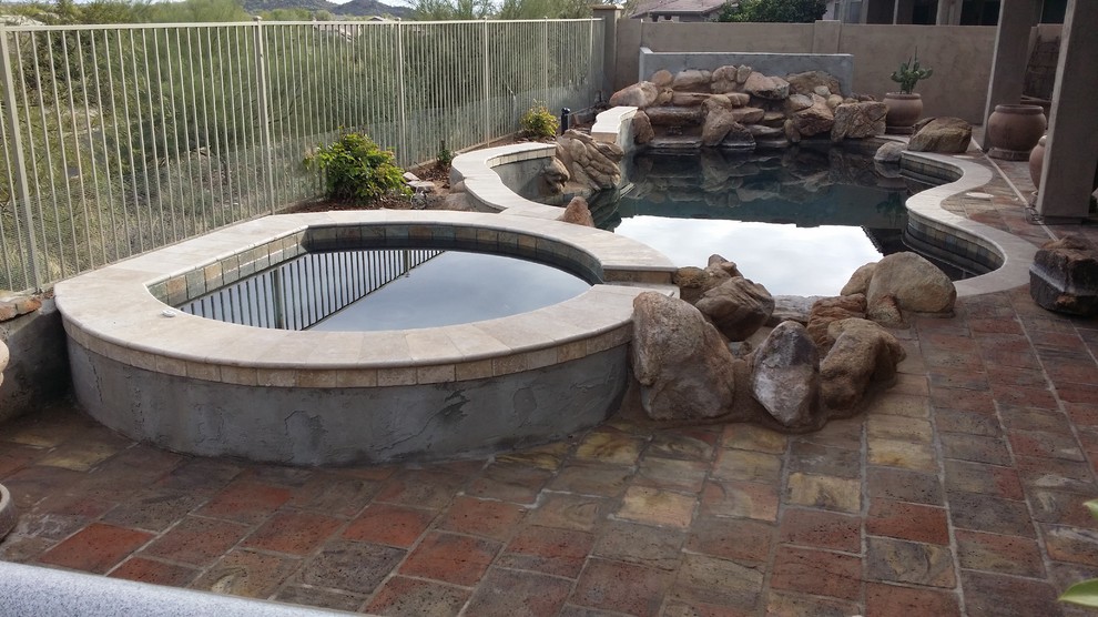 We removed the Built in unappealing fiberglass spa and replace it with this shot