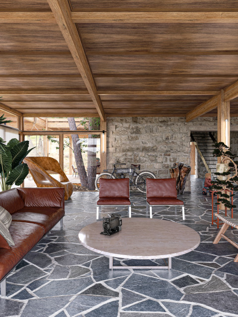 MAISON D'ETUDE rustic-living-room