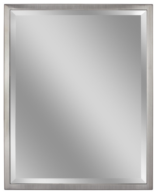 Nickel Metal Frame Wall Mirror, Brushed Nickel Mirror For Bathroom
