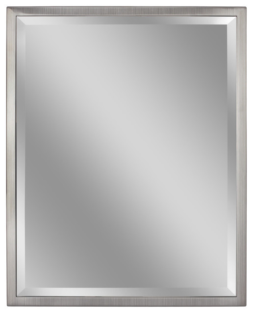 Classic Brush Nickel Metal Frame Wall Mirror Transitional Bathroom Mirrors By Head West Inc Houzz