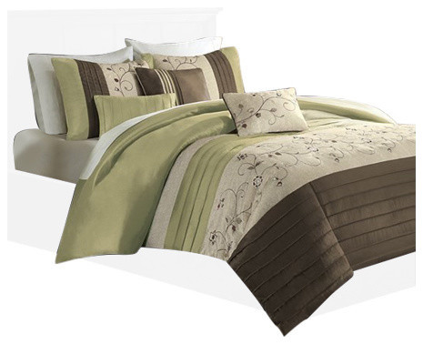 Polyoni Solid Pieced 6 Piece Duvet Cover Set Contemporary