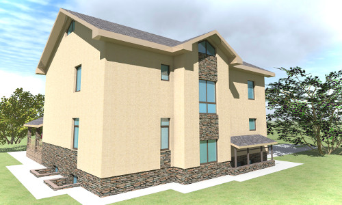 Двухэтажный жилой дом с гаражом и балконом