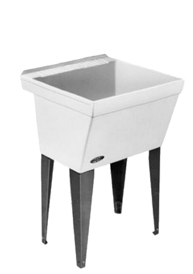 Mustee Utilatub Floor-Mountnx23-in Laundry Tub, White, 23"x23.5"x34"