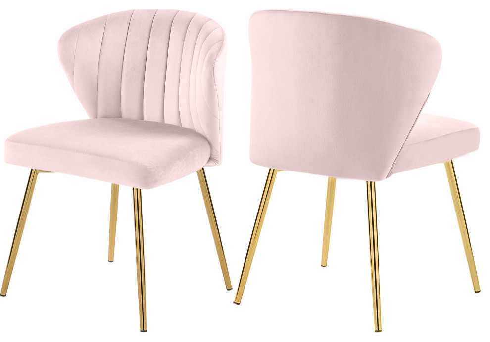 pink velvet chair wooden legs