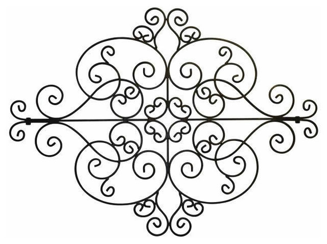 Tuscan Metal Wall Art tuscan oversized scrolling design wall grille plaque - traditional Tuscan Metal Wall Art tuscan oversized scrolling design wall grille plaque - traditional