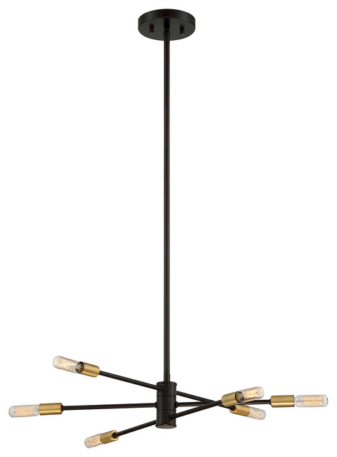 Lyrique 6-Light Chandelier, Bronze and Brass