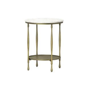 Cast Metal and Carrara White Marble Side Table Antique Brass Finish Assembly required - Threshold