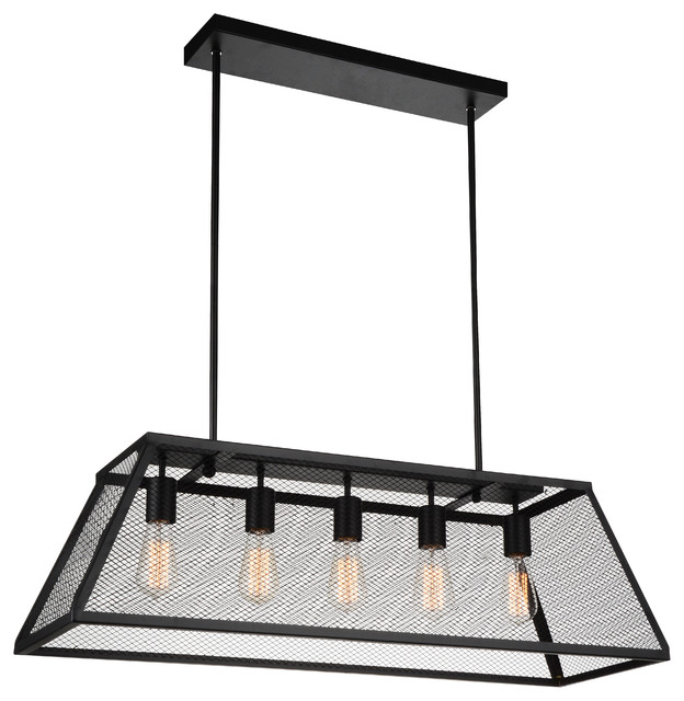 5-Light Chandelier with Black Finish