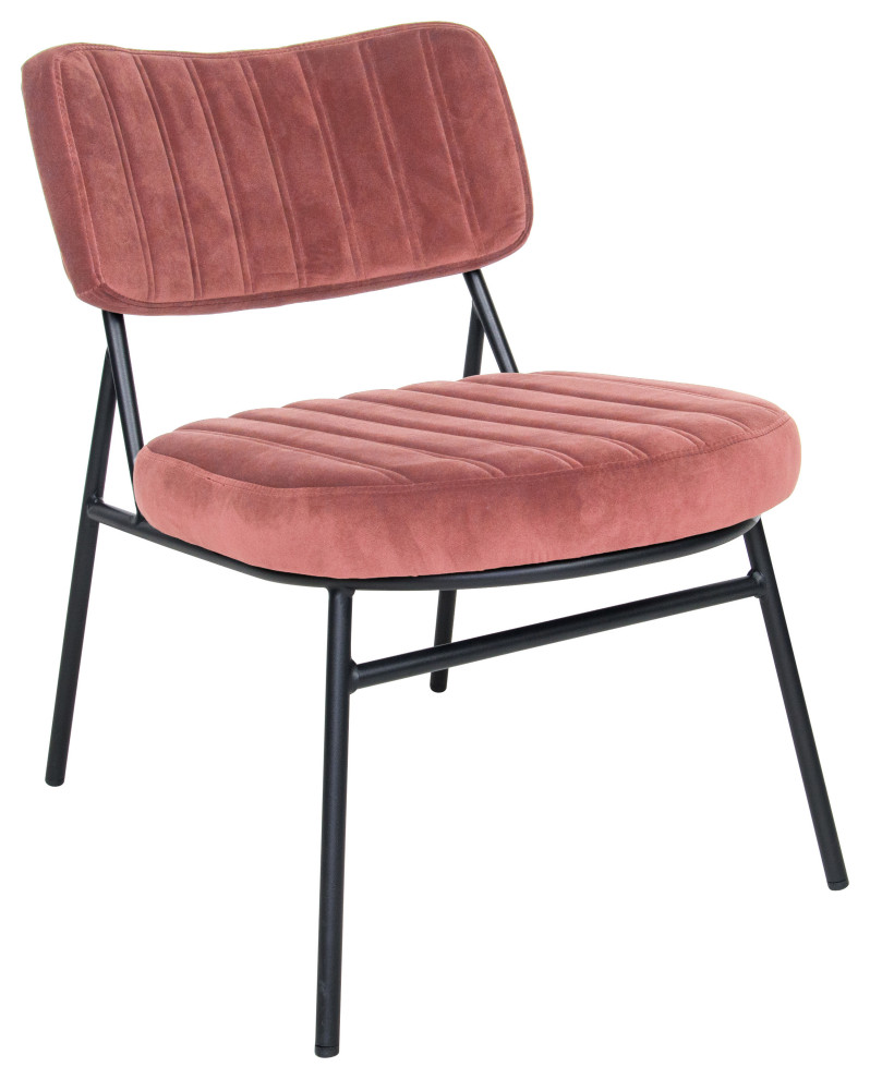 Marilane Velvet Accent Chair, Metal Frame, Royal Rose