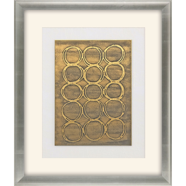 Concentric in Gold Framed Art Contemporary Mixed Media Art by